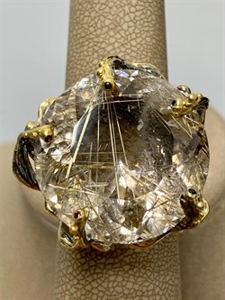 *Кольцо р.18,5  Кварц Волосатик Бразилия АРТ 47561 (ВЕС 21,68 Г) - фото 217480