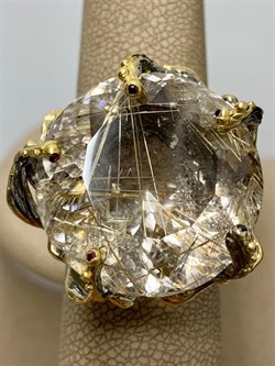 *Кольцо р.18,5  Кварц Волосатик Бразилия АРТ 47561 (ВЕС 21,68 Г) - фото 217482