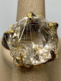 *Кольцо р.18,5  Кварц Волосатик Бразилия АРТ 47561 (ВЕС 21,68 Г) - фото 217485