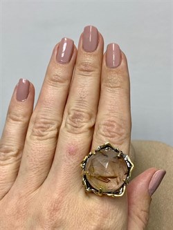 *Кольцо р.18,5  Кварц Волосатик Бразилия АРТ 54024 (ВЕС 11,76 Г) - фото 217489