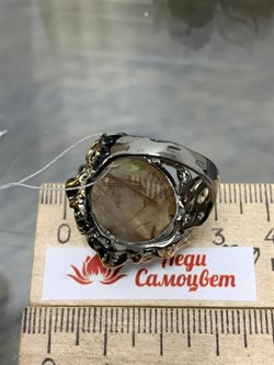 *Кольцо р.18,5  Кварц Волосатик Бразилия АРТ 54024 (ВЕС 11,76 Г) - фото 217491