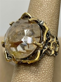 *Кольцо р.18,5  Кварц Волосатик Бразилия АРТ 54024 (ВЕС 11,76 Г) - фото 217496