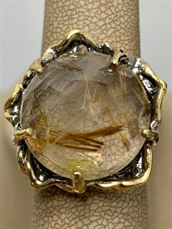 *Кольцо р.18,5  Кварц Волосатик Бразилия АРТ 54024 (ВЕС 11,76 Г) - фото 217499