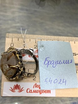 *Кольцо р.18,5  Кварц Волосатик Бразилия АРТ 54024 (ВЕС 11,76 Г) - фото 217501