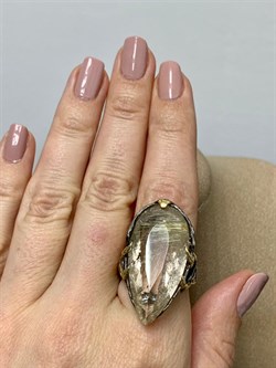 *Кольцо р.18,5 Кварц Волосатик Бразилия АРТ 42742 (ВЕС 15,11 Г) - фото 217628