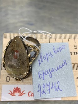 *Кольцо р.18,5 Кварц Волосатик Бразилия АРТ 42742 (ВЕС 15,11 Г) - фото 217635