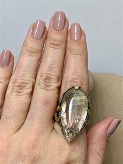 *Кольцо р.18,5 Кварц Волосатик Бразилия АРТ 42742 (ВЕС 15,11 Г) - фото 217636