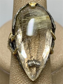 *Кольцо р.18,5 Кварц Волосатик Бразилия АРТ 42742 (ВЕС 15,11 Г) - фото 217637