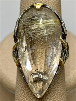 *Кольцо р.18,5 Кварц Волосатик Бразилия АРТ 42742 (ВЕС 15,11 Г) - фото 217638