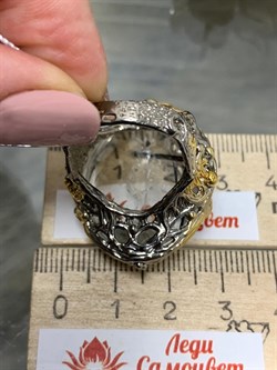 *Кольцо р.18,5 Кварц Волосатик Бразилия АРТ 43726 (ВЕС 21,72 Г) - фото 217652