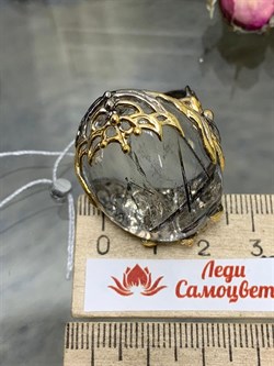 *Кольцо р.18,5 Кварц Волосатик Бразилия АРТ 43726 (ВЕС 21,72 Г) - фото 217653