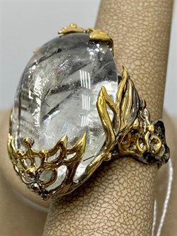 *Кольцо р.18,5 Кварц Волосатик Бразилия АРТ 43726 (ВЕС 21,72 Г) - фото 217658