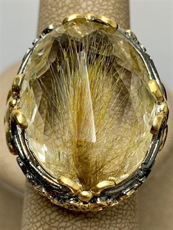 *Кольцо р.18,5 Кварц Волосатик Бразилия АРТ 53034 (ВЕС 21,49 Г) - фото 217685 *Кольцо р.18,5 Кварц Волосатик Бразилия АРТ 53034 (ВЕС 21,49 Г) - фото 217685