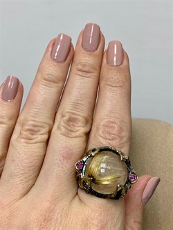 *Кольцо р.18,5 Кварц Волосатик Бразилия АРТ 59632 (ВЕС 12,01 Г) - фото 217704