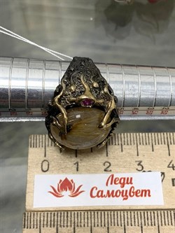 *Кольцо р.18,5 Кварц Волосатик Бразилия АРТ 59632 (ВЕС 12,01 Г) - фото 217709