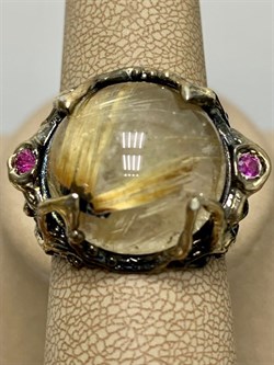 *Кольцо р.18,5 Кварц Волосатик Бразилия АРТ 59632 (ВЕС 12,01 Г) - фото 217710