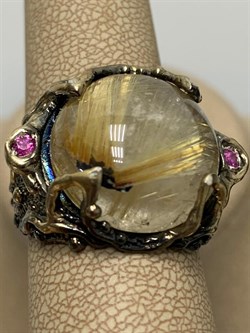 *Кольцо р.18,5 Кварц Волосатик Бразилия АРТ 59632 (ВЕС 12,01 Г) - фото 217712