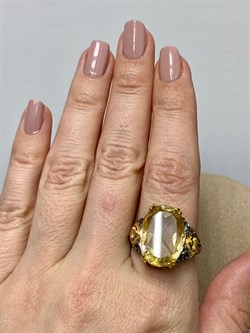 *Кольцо р.19  Кварц Волосатик Бразилия АРТ 63350 (ВЕС около 9,3 Г) - фото 217730