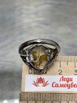 *Кольцо р.19  Кварц Волосатик Бразилия АРТ 63350 (ВЕС около 9,3 Г) - фото 217732