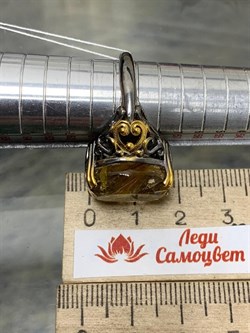 *Кольцо р.19  Кварц Волосатик Бразилия АРТ 63350 (ВЕС около 9,3 Г) - фото 217734