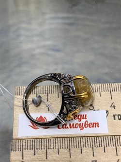 *Кольцо р.19  Кварц Волосатик Бразилия АРТ 63350 (ВЕС около 9,3 Г) - фото 217735