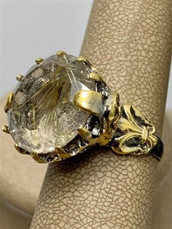 *Кольцо р.19 Кварц Волосатик Бразилия АРТ 49002 (ВЕС 10,25 Г) - фото 217788