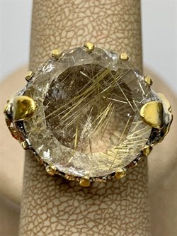 *Кольцо р.19 Кварц Волосатик Бразилия АРТ 49002 (ВЕС 10,25 Г) - фото 217790