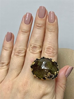 *Кольцо р.19 Кварц Волосатик Бразилия АРТ 52764 (ВЕС 23,05 Г) - фото 217794