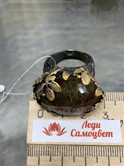 *Кольцо р.19 Кварц Волосатик Бразилия АРТ 52764 (ВЕС 23,05 Г) - фото 217797