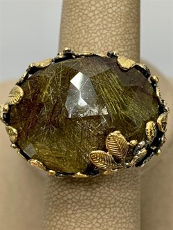 *Кольцо р.19 Кварц Волосатик Бразилия АРТ 52764 (ВЕС 23,05 Г) - фото 217803