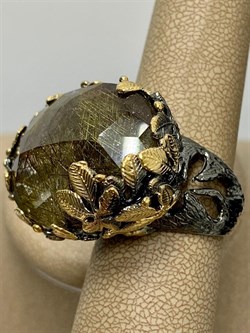 *Кольцо р.19 Кварц Волосатик Бразилия АРТ 52764 (ВЕС 23,05 Г) - фото 217804