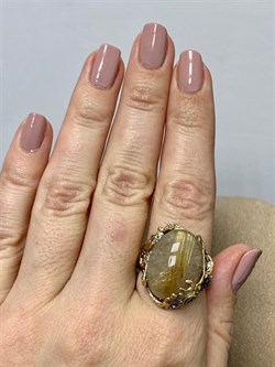 *Кольцо р.19 Кварц Волосатик Бразилия АРТ 60423 (ВЕС 10,57 Г) - фото 217832