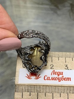 *Кольцо р.19 Кварц Волосатик Бразилия АРТ 60423 (ВЕС 10,57 Г) - фото 217835