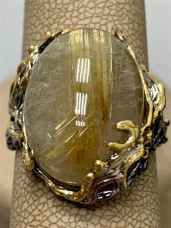 *Кольцо р.19 Кварц Волосатик Бразилия АРТ 60423 (ВЕС 10,57 Г) - фото 217838