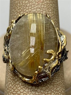 *Кольцо р.19 Кварц Волосатик Бразилия АРТ 60423 (ВЕС 10,57 Г) - фото 217839
