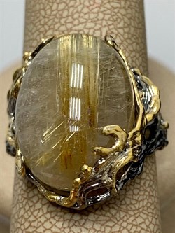 *Кольцо р.19 Кварц Волосатик Бразилия АРТ 60423 (ВЕС 10,57 Г) - фото 217840
