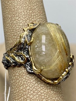 *Кольцо р.19 Кварц Волосатик Бразилия АРТ 60423 (ВЕС 10,57 Г) - фото 217841
