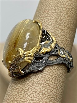 *Кольцо р.19 Кварц Волосатик Бразилия АРТ 60423 (ВЕС 10,57 Г) - фото 217842