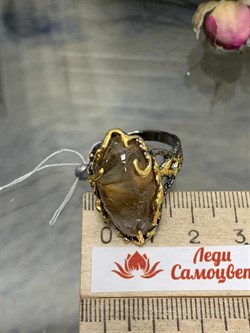 *Кольцо р.19 Кварц Волосатик Бразилия АРТ 69021 (ВЕС 9,69 Г) - фото 217863