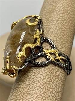 *Кольцо р.19 Кварц Волосатик Бразилия АРТ 69021 (ВЕС 9,69 Г) - фото 217866