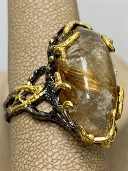 *Кольцо р.19 Кварц Волосатик Бразилия АРТ 69021 (ВЕС 9,69 Г) - фото 217867