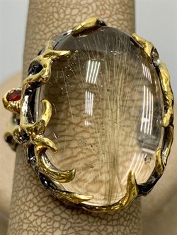 *Кольцо р.19,5  Кварц Волосатик Бразилия АРТ 60408 (ВЕС 18,62 Г) - фото 217883 *Кольцо р.19,5  Кварц Волосатик Бразилия АРТ 60408 (ВЕС 18,62 Г) - фото 217883