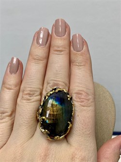 *Кольцо р.17,5 Лабрадор Мадагаскар АРТ 60372 (ВЕС 16,83 Г) - фото 218424