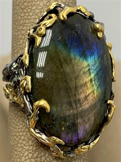 *Кольцо р.17,5 Лабрадор Мадагаскар АРТ 60372 (ВЕС 16,83 Г) - фото 218430