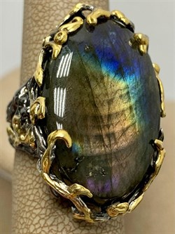 *Кольцо р.17,5 Лабрадор Мадагаскар АРТ 60372 (ВЕС 16,83 Г) - фото 218431