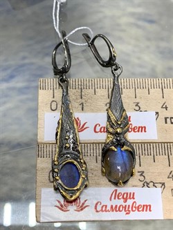 *Серьги Лабрадор Мадагаскар АРТ 41056 ВЕС 11,77 Г - фото 218458