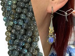 *Серьги Лабрадор Мадагаскар АРТ 41056 ВЕС 11,77 Г - фото 218463