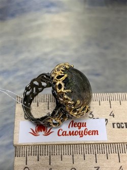 *Кольцо р.18,5 Лодолит Кварц Аквариум Бразилия АРТ 53608 (ВЕС 19,18 Г) - фото 218688