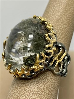 *Кольцо р.18,5 Лодолит Кварц Аквариум Бразилия АРТ 53608 (ВЕС 19,18 Г) - фото 218691