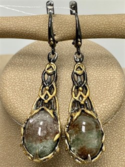 *Серьги Лодолит Кварц Аквариум Бразилия АРТ 60121 (ВЕС 11,76 Г) - фото 218796